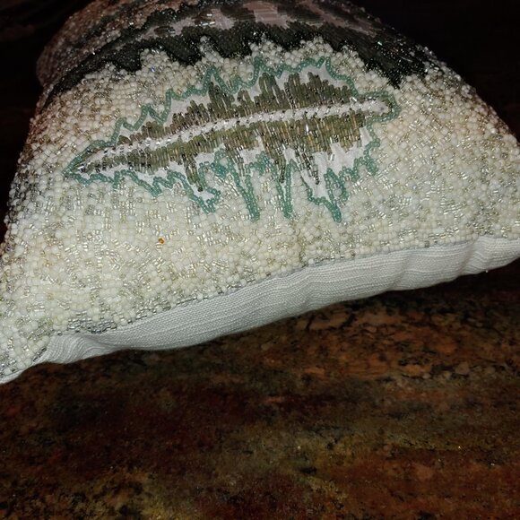 34th & Pine Holiday Tree Bling Beaded Decorator Lumbar Throw Pillow 15x11x6" - Picture 5 of 12